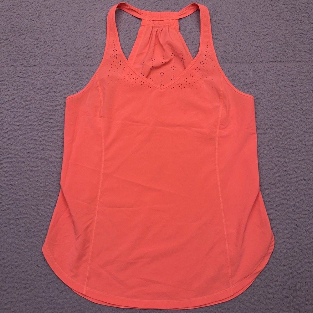 Lululemon In A Flash Singlet Very Light Flare Neon Orange Laser Cut Tank‎ Top 4
